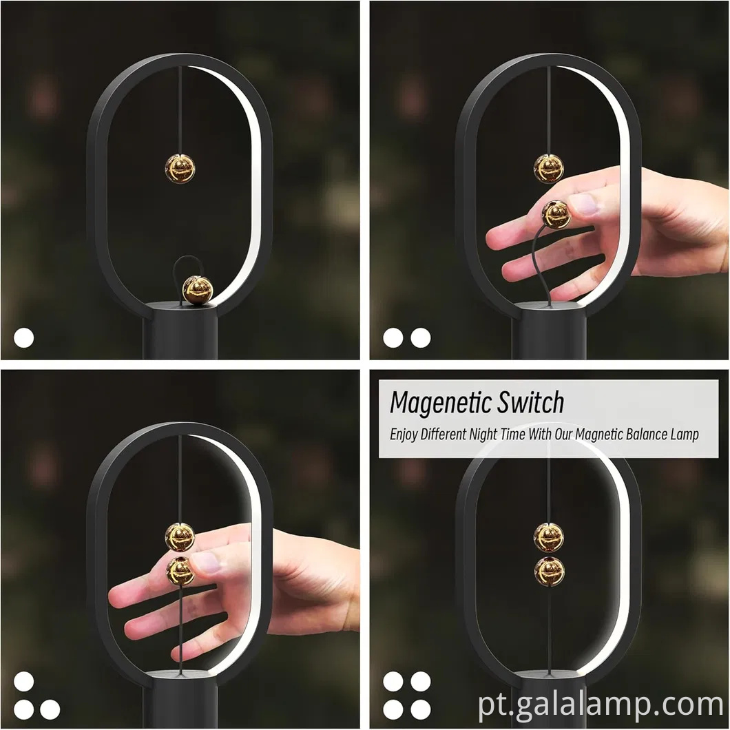 Lâmpada de mesa LED de balanço de Heng com design inovador no meio do ar